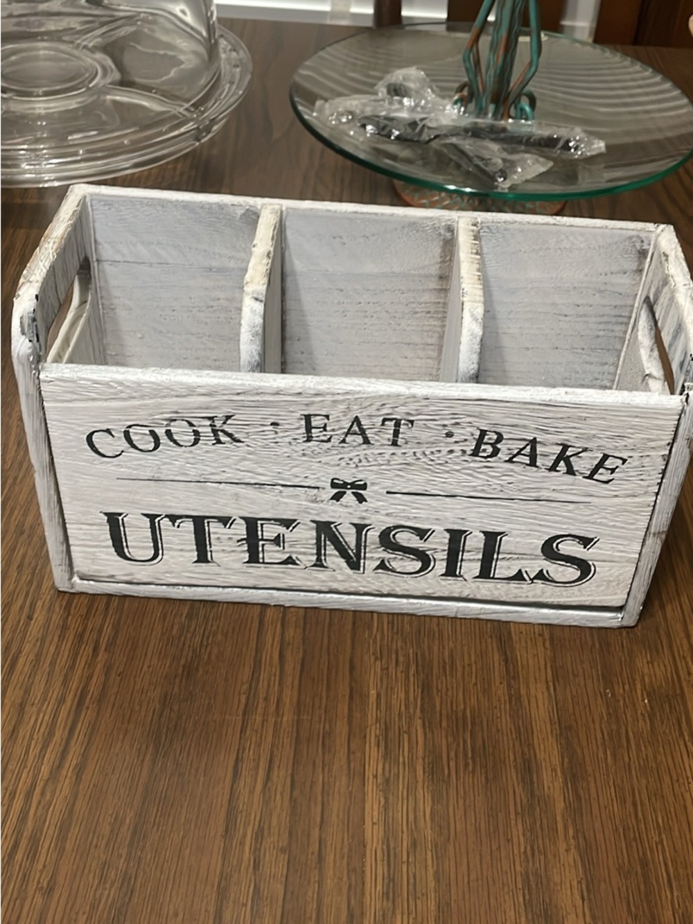 Rustic White Utensils Caddy Organizer - Kitchen Storage